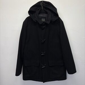 Jos A Bank Duffle Wool Overcoat Removeable Hood‎ Mens Large coat *read